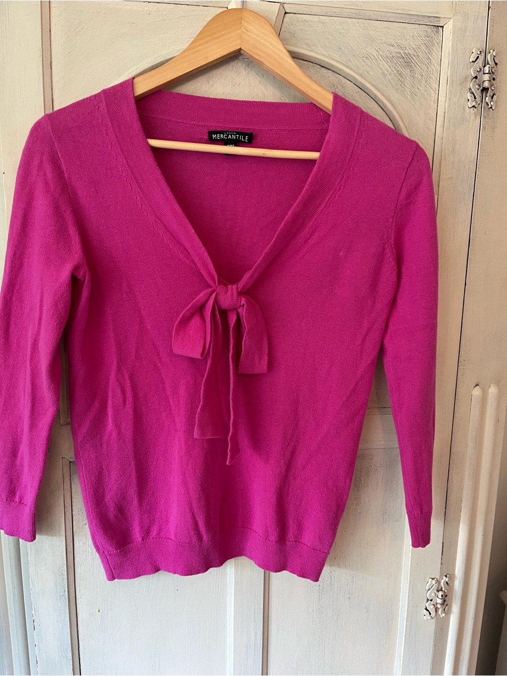 J. Crew Women's V-Neck Tie-Front Sweater in Fuchsia Pink